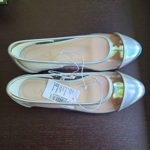 Girls Clear Ballet Flat Silver size 12 (toddler)